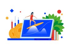 Targowa fala Surfować na pieniężnych fala ilustracja wektor Targowa fala Surfować na pieniężnych fala ilustracja wektor