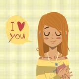 Tarjeta de felicitación de la historieta del vector completamente te amo stock de ilustración Tarjeta de felicitación de la historieta del vector completamente te amo stock de ilustración
