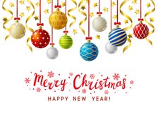 Tarjeta de felicitación de la Navidad con las bolas de Navidad ilustración del vector Tarjeta de felicitación de la Navidad con las bolas de Navidad ilustración del vector