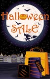 Tarjeta de la tienda de la invitación de la venta del feliz Halloween Imagen de archivo Tarjeta de la tienda de la invitación de la venta del feliz Halloween Imagen de archivo
