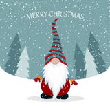 Tarjeta de Navidad con gnomo lindo stock de ilustración Tarjeta de Navidad con gnomo lindo stock de ilustración