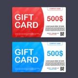 Tarjeta roja y azul de la plantilla de regalo 500 d?lares de vale Ilustraci?n del vector libre illustration Tarjeta roja y azul de la plantilla de regalo 500 d?lares de vale Ilustraci?n del vector libre illustration