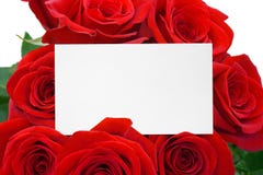 Tarjeta y rosas imagen de archivo Tarjeta y rosas imagen de archivo