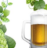 Tasse de bière avec la branche d'houblon illustration de vecteur Tasse de bière avec la branche d'houblon illustration de vecteur