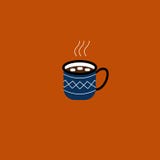 Tasse de chocolat chaud avec des guimauves, bleues avec l'ornement illustration de vecteur Tasse de chocolat chaud avec des guimauves, bleues avec l'ornement illustration de vecteur
