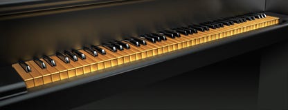 Tasti dorati del piano Immagini Stock Tasti dorati del piano Immagini Stock
