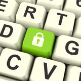 Tasto del computer dell'icona del lucchetto che mostra sicurezza e protezione di sicurezza Immagini Stock Tasto del computer dell'icona del lucchetto che mostra sicurezza e protezione di sicurezza Immagini Stock