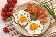 Tasty breakfast with fried eggs