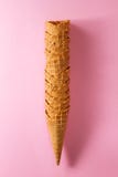 Tasty fresh empty ice cream cones on pink vibrant background. royalty free stock image Tasty fresh empty ice cream cones on pink vibrant background. royalty free stock image