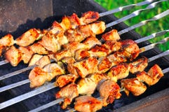 Tasty Grill Kebab On A Charcoal Stock Image