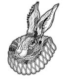 Tatuaje con el conejo en una chorrera ilustración del vector Tatuaje con el conejo en una chorrera ilustración del vector