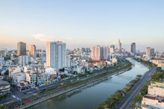 Tau Hu Canal von der hohen Ansicht in Ho Chi Minh-Stadt, Vietnam stockbilder Tau Hu Canal von der hohen Ansicht in Ho Chi Minh-Stadt, Vietnam stockbilder