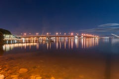 Tauranga Night Scene, Bridge Under New Moon Stock Images Tauranga Night Scene, Bridge Under New Moon Stock Images