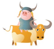 Taurus do porco do zodíaco Símbolo chinês do horóscopo 2019 anos ilustração stock Taurus do porco do zodíaco Símbolo chinês do horóscopo 2019 anos ilustração stock