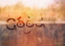 Tautropfen auf dem Glas die Aufschrift auf dem Fenster - gut stockfotos Tautropfen auf dem Glas die Aufschrift auf dem Fenster - gut stockfotos
