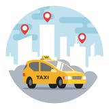 Taxi amarillo en el fondo libre illustration Taxi amarillo en el fondo libre illustration