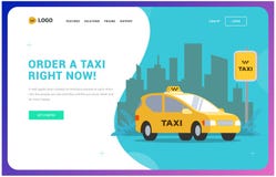 Taxi strony internetowej szablon ilustracja samochód na tle miasto ilustracji Taxi strony internetowej szablon ilustracja samochód na tle miasto ilustracji