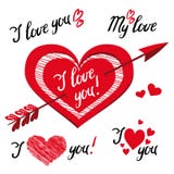 Te amo - elementos románticos del vector para el diseño con tipografía libre illustration Te amo - elementos románticos del vector para el diseño con tipografía libre illustration
