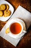 Tea with cookies on wooden background royalty free stock photography Tea with cookies on wooden background royalty free stock photography