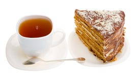 Tea Cup And Piece Of Home Made Honey Cake Royalty Free Stock Photos