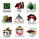 Tea house logo. Tea ceremony sign logo. Green tea logo. royalty free illustration Tea house logo. Tea ceremony sign logo. Green tea logo. royalty free illustration