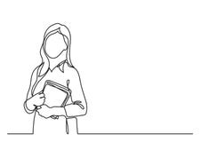 Teacher with books - continuous line drawing vector illustration Teacher with books - continuous line drawing vector illustration