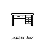 Teacher desk icon. Trendy modern flat linear vector Teacher desk vector illustration Teacher desk icon. Trendy modern flat linear vector Teacher desk vector illustration