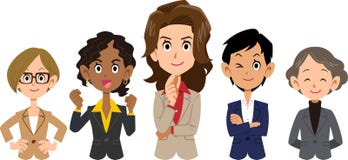 Team of various racial business _ women _ upper body vector illustration Team of various racial business _ women _ upper body vector illustration