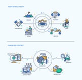 Team Work, Marketing Icons Business Concept Compositions Set royalty free illustration Team Work, Marketing Icons Business Concept Compositions Set royalty free illustration