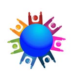 Teamwork-glückliche Menschen um Welt stock abbildung Teamwork-glückliche Menschen um Welt stock abbildung