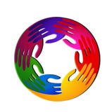Teamwork hands vivid colors and diversity logo Royalty Free Stock Photo Teamwork hands vivid colors and diversity logo Royalty Free Stock Photo