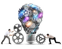 Teamwork powering an idea stock photo Teamwork powering an idea stock photo
