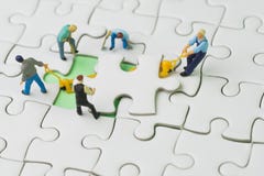 Teamwork, work as team for business success concept, miniature w