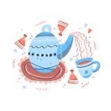 Teapot Σκανδιναβικό ύφος καραμελών φλυτζανιών τσαγιού clipart ελεύθερη απεικόνιση δικαιώματος Teapot Σκανδιναβικό ύφος καραμελών φλυτζανιών τσαγιού clipart ελεύθερη απεικόνιση δικαιώματος