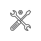 Technical support symbol. Tools line icon, outline vector sign,