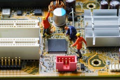 Technicians repair Central Processing Unit CPU stock photos Technicians repair Central Processing Unit CPU stock photos