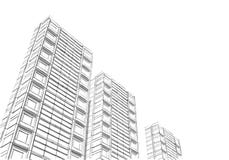 Technisch project van de stad Tekening van wolkenkrabbers, gebouwen Grote stedencityscapes en gebouwen het 3D teruggeven - Illust stock foto Technisch project van de stad Tekening van wolkenkrabbers, gebouwen Grote stedencityscapes en gebouwen het 3D teruggeven - Illust stock foto
