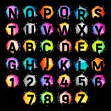 Technological alphabet on a geometric figures with transparent overlay effect. Bright colorful collection letters on royalty free illustration Technological alphabet on a geometric figures with transparent overlay effect. Bright colorful collection letters on royalty free illustration