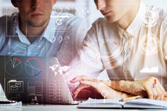 Technologie, Zukunft und teamwortk Konzept lizenzfreie stockfotos Technologie, Zukunft und teamwortk Konzept lizenzfreie stockfotos