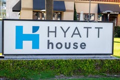 Tecken för Hyatt hushotell arkivbilder Tecken för Hyatt hushotell arkivbilder