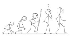 Tecknade filmen av processframsteg för mänsklig evolution, efterträdare av den moderna människan är roboten stock illustrationer Tecknade filmen av processframsteg för mänsklig evolution, efterträdare av den moderna människan är roboten stock illustrationer