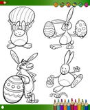 Tecknade filmer för påskkaniner för färgläggningbok stock illustrationer Tecknade filmer för påskkaniner för färgläggningbok stock illustrationer