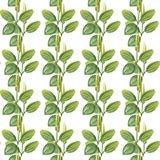 Teckning för vattenfärg för utdragen modell för hand sömlös av pisanget med gula blommor och gröna sidor som isoleras på den vita vektor illustrationer Teckning för vattenfärg för utdragen modell för hand sömlös av pisanget med gula blommor och gröna sidor som isoleras på den vita vektor illustrationer