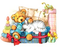 Teddy Bear Toy Background watercolor Illustration Libre de Droits Teddy Bear Toy Background watercolor Illustration Libre de Droits