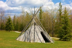 A tee-pee on display at a tourist information center royalty free stock photos A tee-pee on display at a tourist information center royalty free stock photos