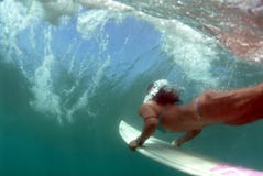 Teen Bikini Surfer Duckdiving