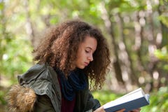 Teen Girl Reading Book In Autumn Park Stock Photo Teen Girl Reading Book In Autumn Park Stock Photo