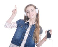 Teen Girl With Phone And Headphones Royalty Free Stock Photo Teen Girl With Phone And Headphones Royalty Free Stock Photo