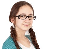 Teen Girl With Pigtails Wearing Glasses Royalty Free Stock Images
