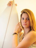Teen Girl With Surfboard Stock Images
